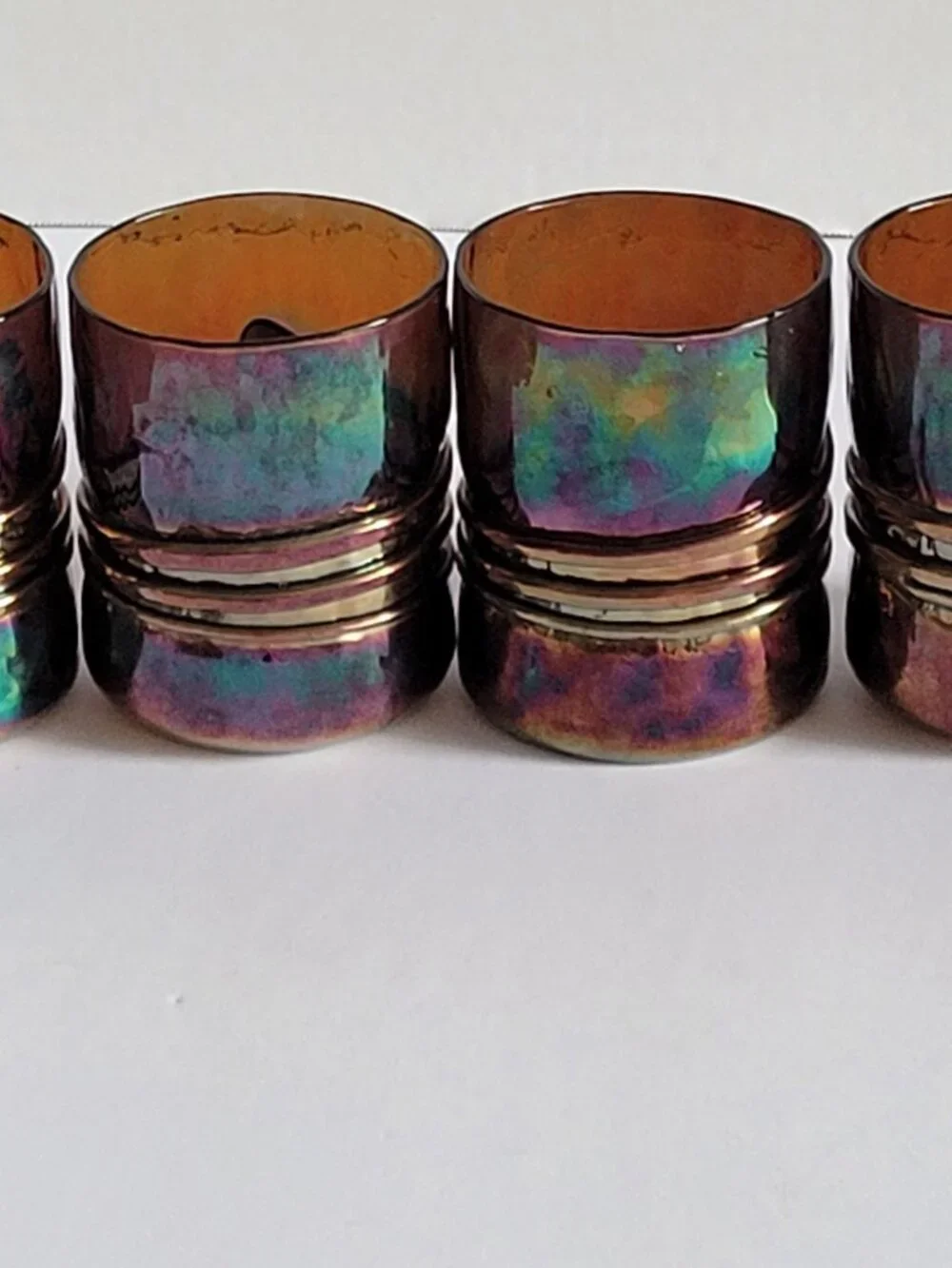 Vintage Esteban Prieto Signed Iridescent Blown Glass Tumblers Set of 4